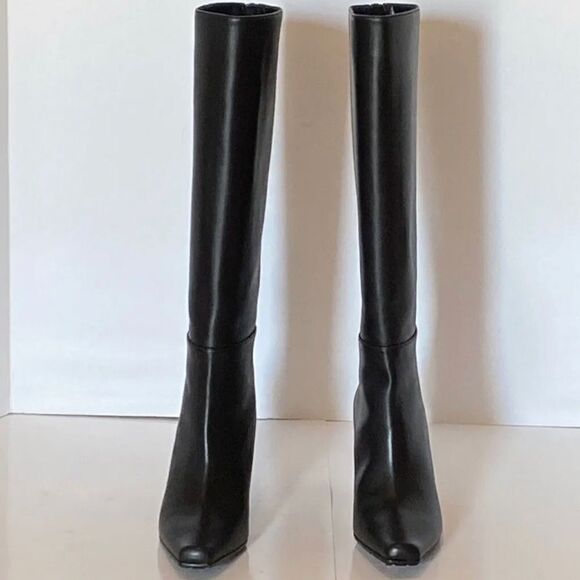 Manolo Blahnik Cantuna Square-toe Leather Boots size 37.5 - Picture 2 of 11
